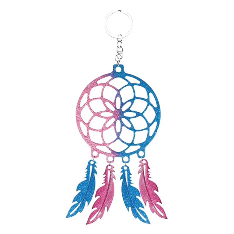 SIY  5 Pcs Dream Catcher Feather Keychain Epoxy Resin Mold Car Pendant Silicone Mould