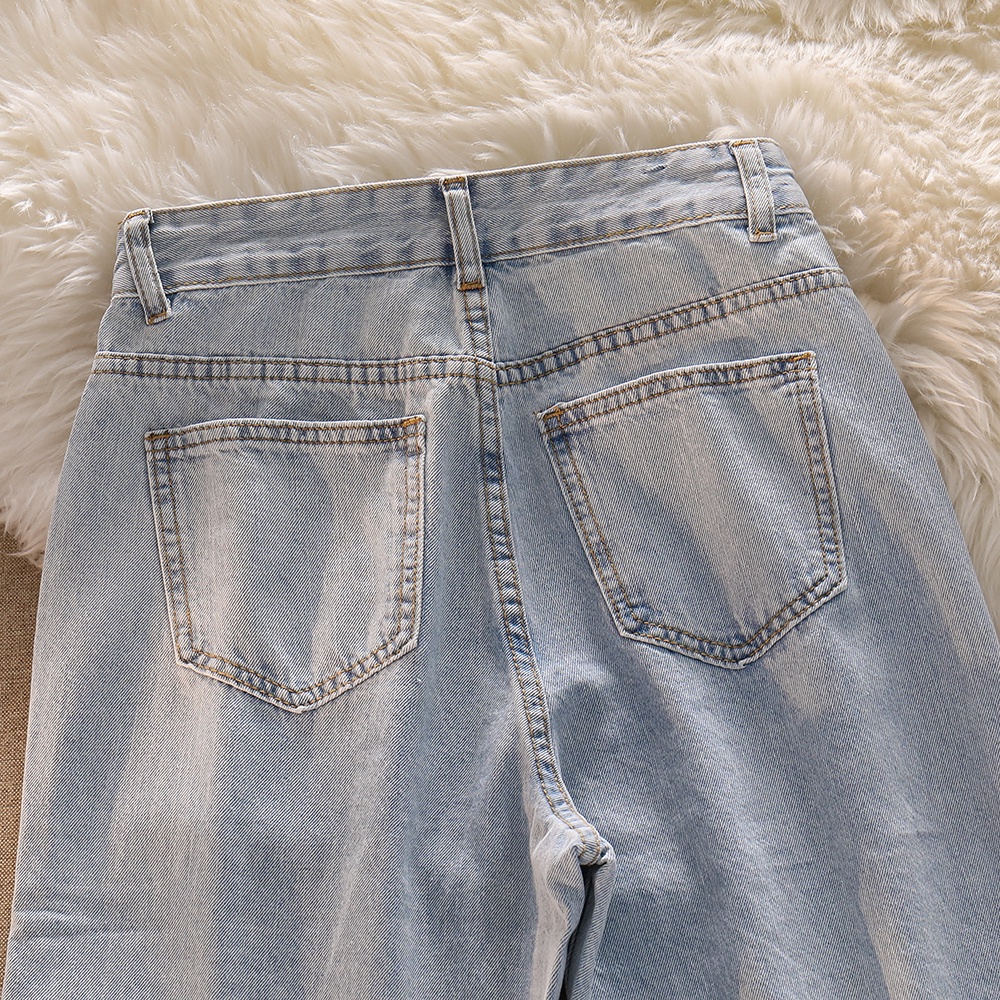 New Warna Krem  Kekinian Highwaist Straight Celana Jeans Wanita Import (realpict)