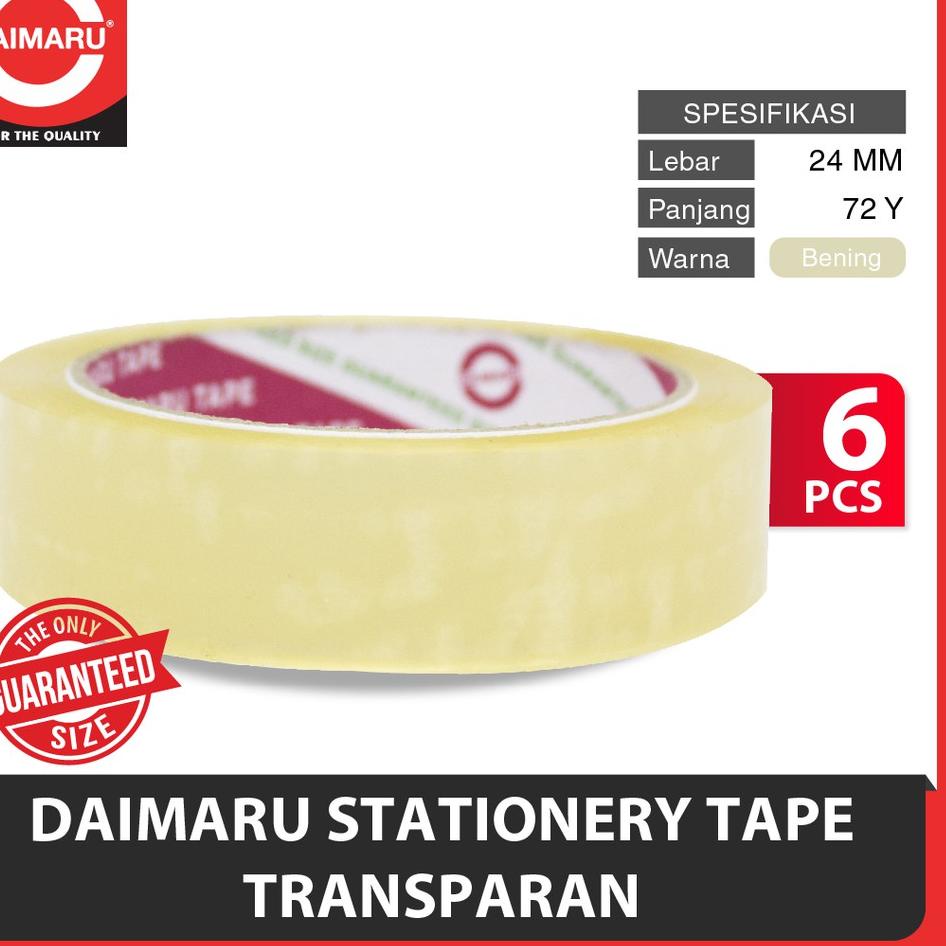

Terlaris Paket Isi 6pcs Daimaru Stationery Tape Transparan 24 mm x 72 Yard