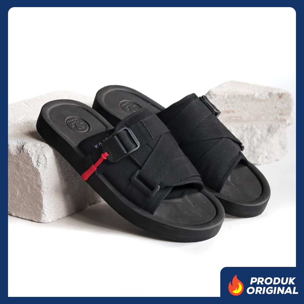 SERIZAWA FULL BLACK ORIGINAL x KOJO Sandal Casual Hitam Pria Sendal Slide Jalan Santai Harian Slippers Hangout Main Kondangan Lebaran Slop Karet Slip On Remaja Dewasa Selop Kerja Formal Premium Strap Flip Flop Sport Fashion Footwear Keren Terbaru Branded