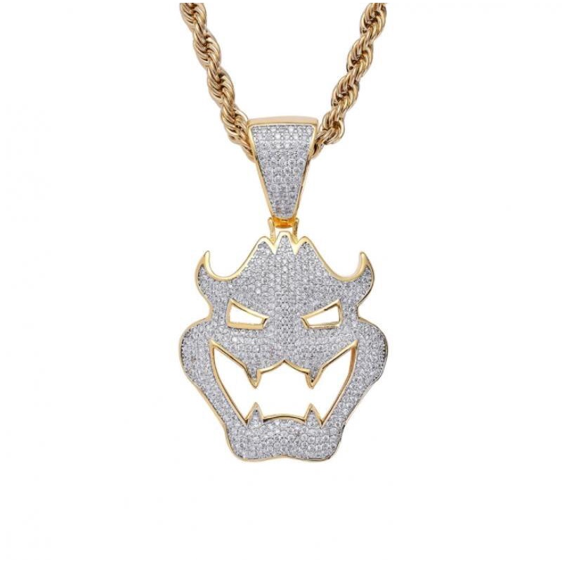 Kalung Dengan Liontin Bentuk Monster Vampire Bahan Zircon Gaya Hip Hop Untuk Halloween