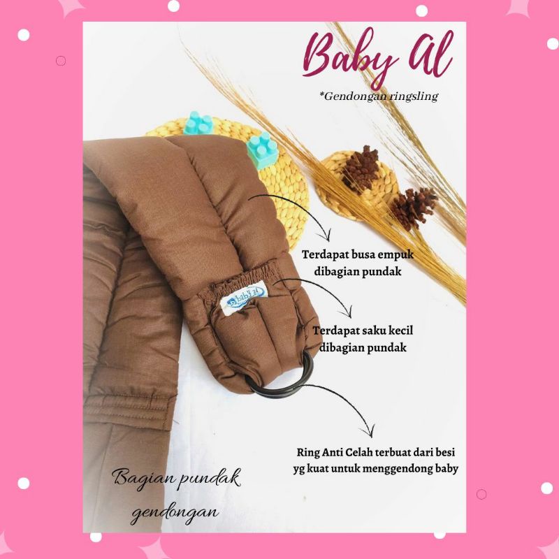 Gendongan Ringsling Baby Al FULL motif / POLOS Gendongan bayi samping empuk Gendongan Baby Al