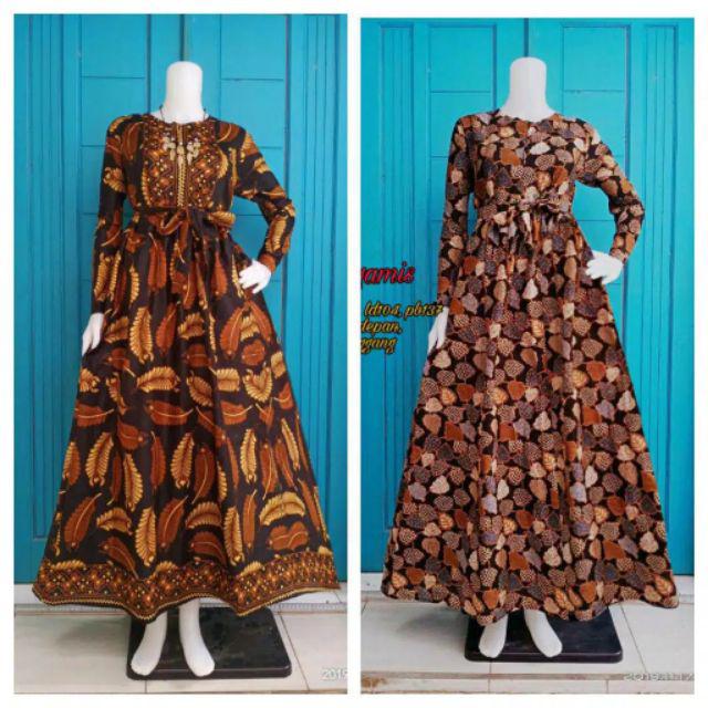 Gamis Batik Peplum Sogan