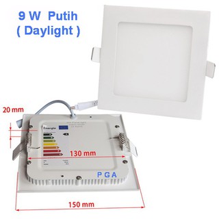  Lampu  Led  Panel Kotak  9W Putih Daylight Downlight Tipis 