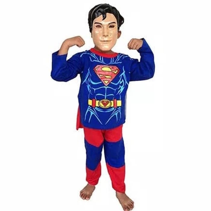 Baju Anak Kostum Topeng Superhero Superman Usia 4-5 Tahun