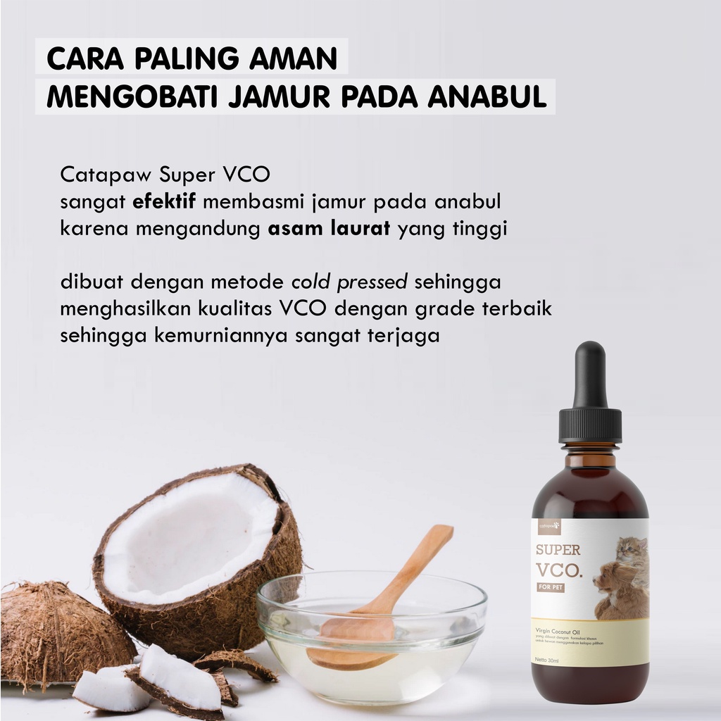 CATAPAW Virgin Coconut Oil Kucing Anjing / Vitamin Hewan Anti Jamur Scabies dan Bulu Halus / VCO Kucing Murni Minyak Kelapa 30ml