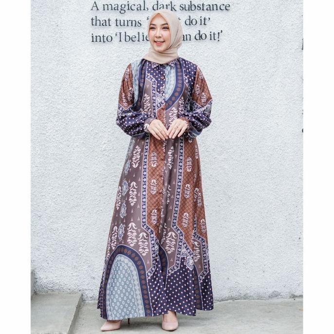 Baju Gamis Wanita Terbaru Mikayla Maxi dress Motif Maxmara