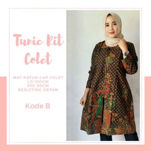 TUNIC RIT COLET Atasan  Batik  Kekinian Murah Fashion Muslim 