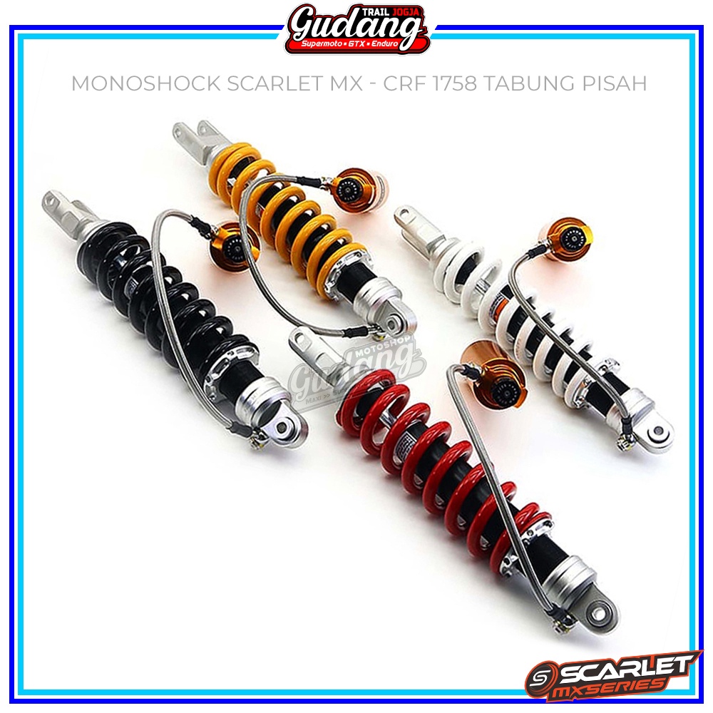 Shock Belakang Monoshock Scarlet KLX 1768 CRF 150L 1758 WR 155 1778 Double Adjuster Tabung Pisah