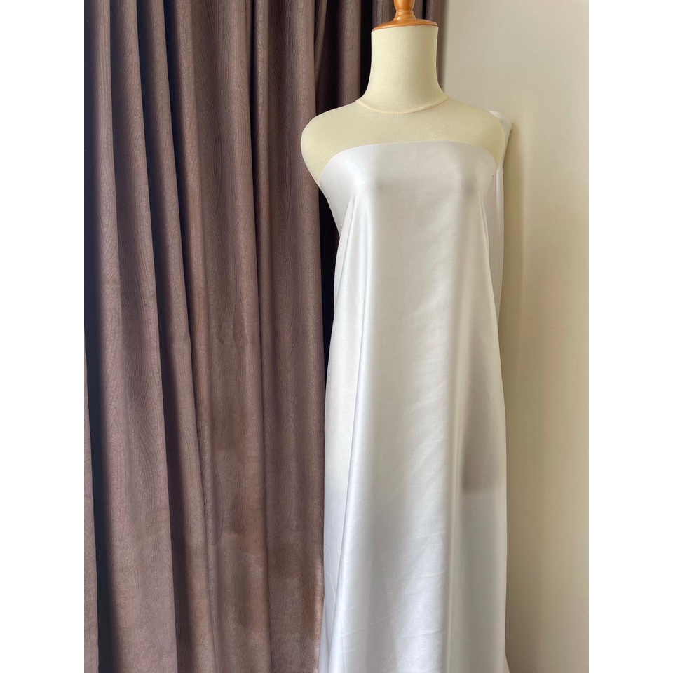 Kain Satin Maxmara Original Pure Silk Warna Putih Tulang Broken White