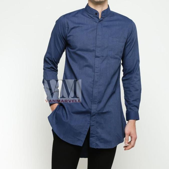 VM Gamis Baju Koko Polos Panjang Biru Dongker