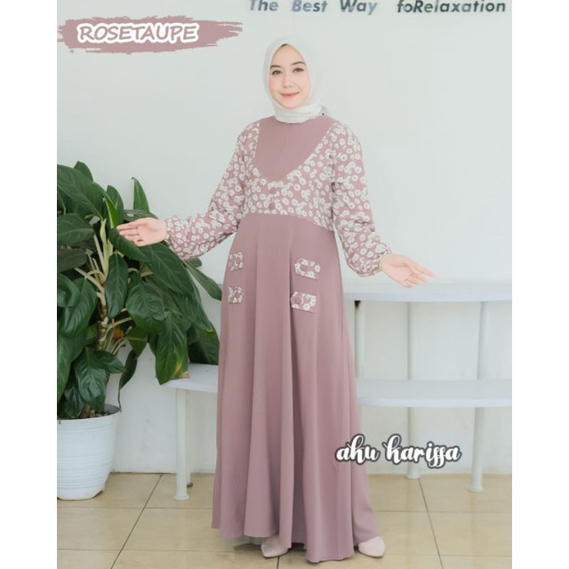 Gamis ity crepe ori aku karissa/ gamis aku karissa terbaru/gamis aku karissa termurah/sunflower dres