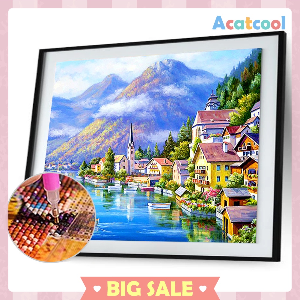 Seaside Town 5D Full Drill Diamond Painting Embroidery DIY Craft Needlework