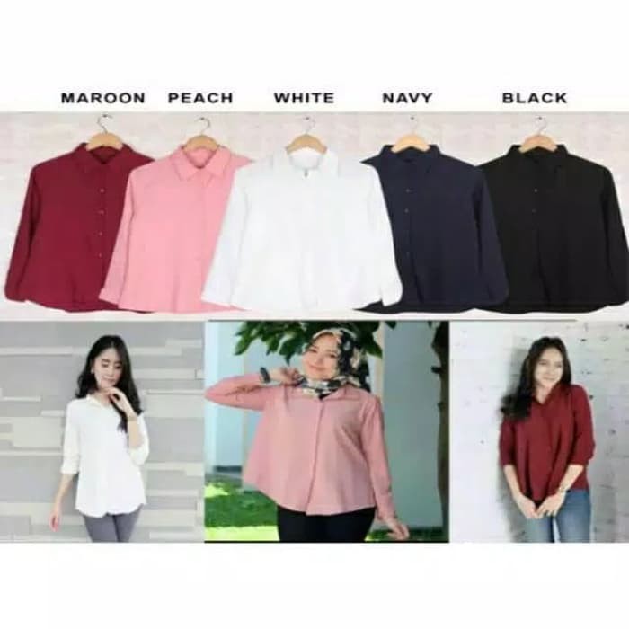 Blouse Kemeja Wanita Polos - Putih