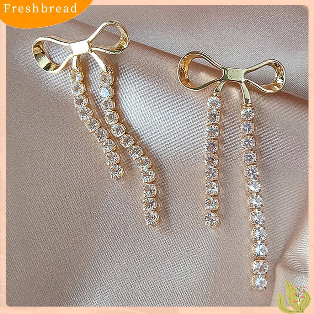 Fresh| Anting Tusuk Gantung Wanita Bahan Alloy Desain Pitarumbai Panjang Gaya Elegan Berkilau Untuk Hadiah