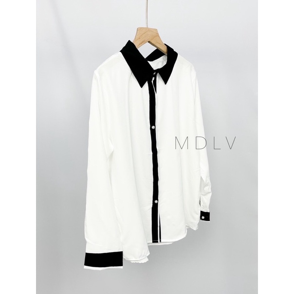 MDLV ~ 2990# Aires Two Tone Shirt Kemeja Basic Polos Baju import Fashion Import