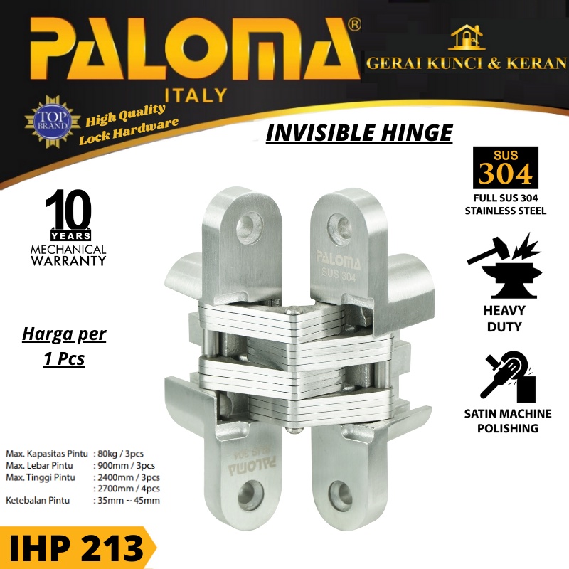 PALOMA IHP 213 INVISIBLE HINGE ENGSEL TANAM P65 STAINLESS STEEL