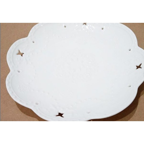 PLATE CANTIK KERAMIK PUTIH UKURAN L/PIRING KERAMIK CANTIK IMPOR/PIRING COASTER