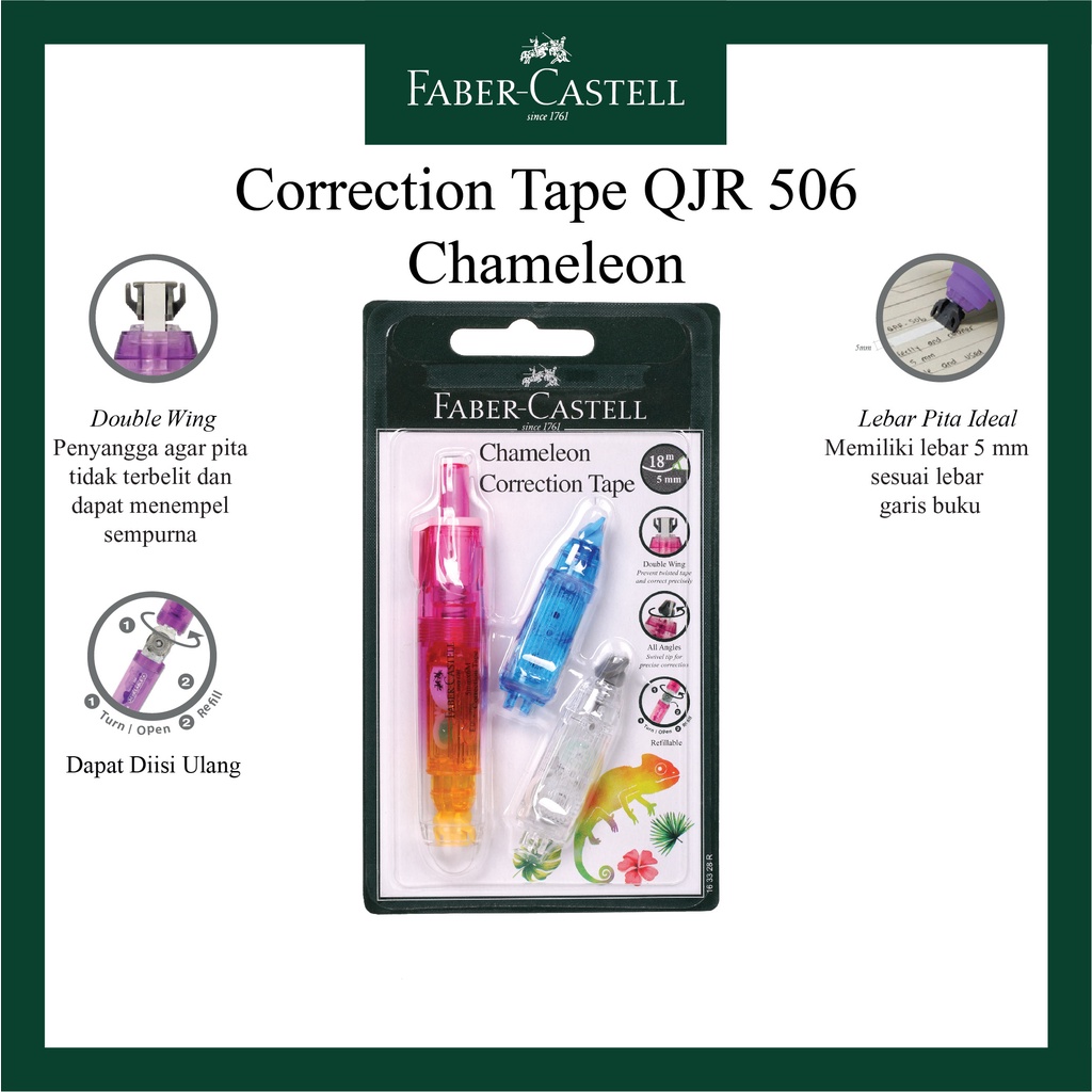 

Correction Tape Faber Castell Chameleon / Tipe X Kertas / Gratis 2 Buah Refill