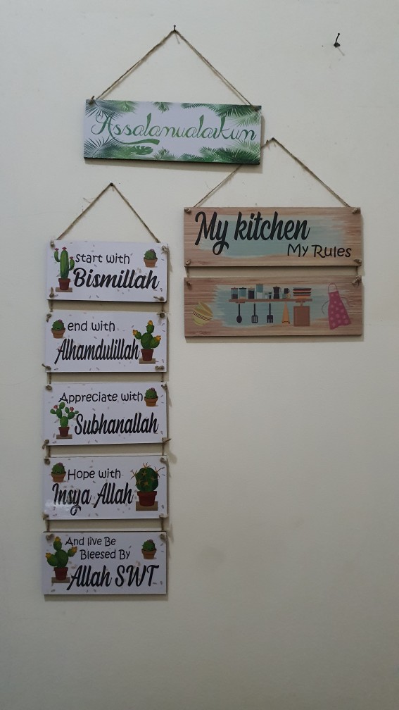 Poster Kayu Assalamualikum / Kitchen Pajangan Shabby