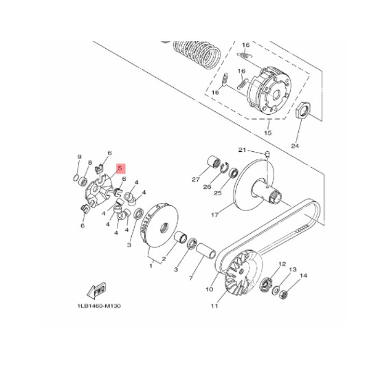 cam tutup roller xeon karbu rc gt aerox 125 ori YGP 44D-E7623-00