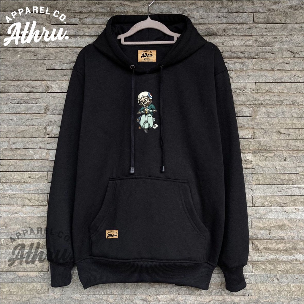 Sweater Pria Hoodie  Distro Athru Warna Hitam Anime Vespa Switer Cowok Oversize Brand Lokal