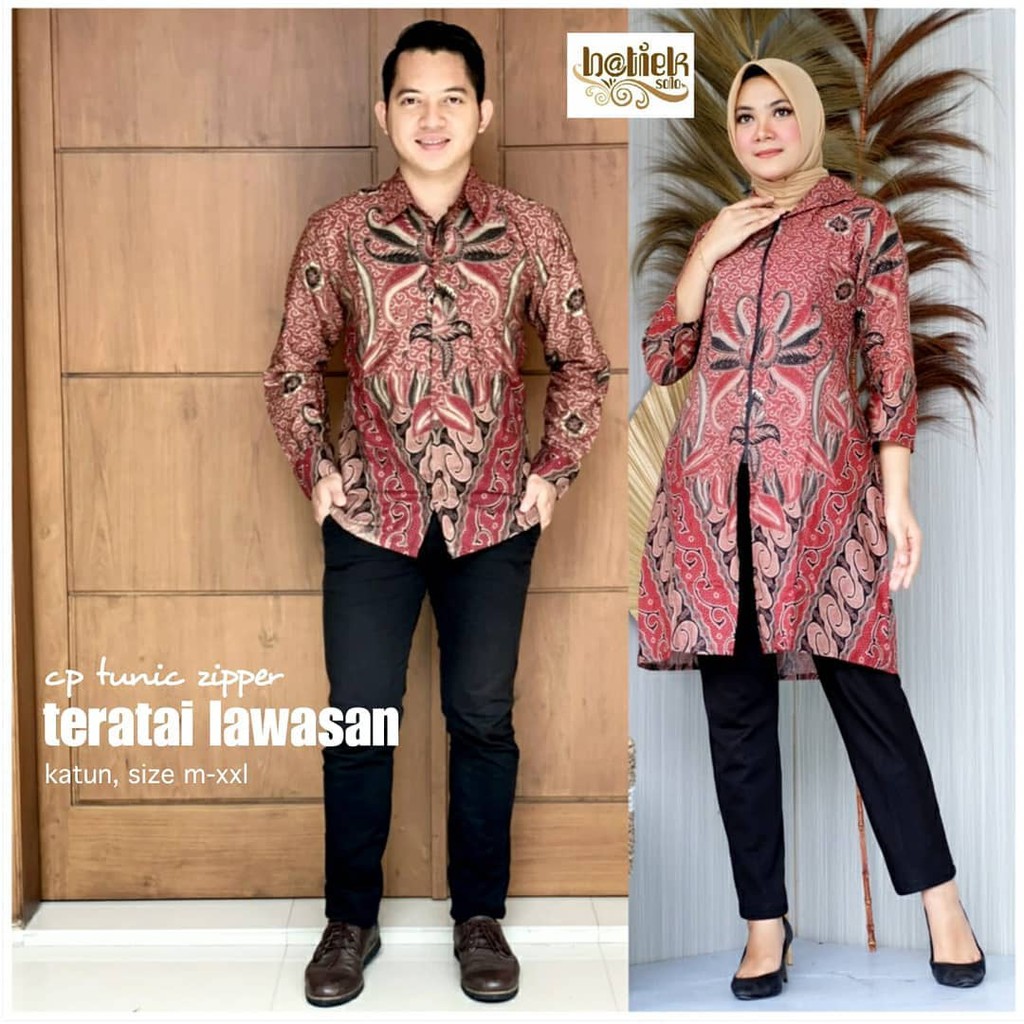 CP TUNIC ZIPPER TERATAI LAWASAN TUNIK BATIK CEWEK TUNIC JUMBO WANITA SERAGAM LD 120 KERJA BUSUI