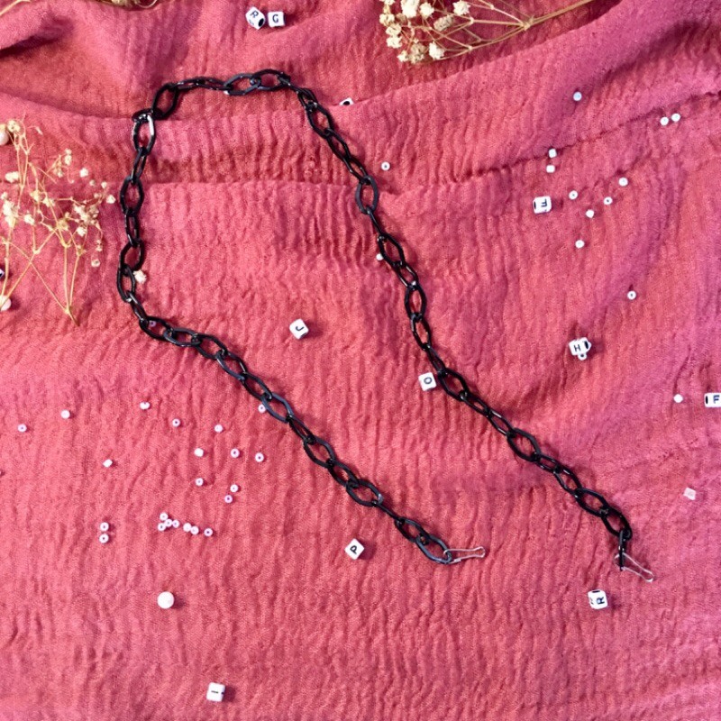 STRAP MASK / RANTAI CHAIN / TALI MASKER / KALUNG MASKER / GANTUNGAN MASKER / HITAM BLACK / KEKINIAN