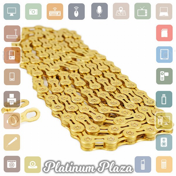 VG Sports Rantai Sepeda Bicycle Chain Half Hollow 8 Speed for Mountain Road Bike - Golden`403T26-