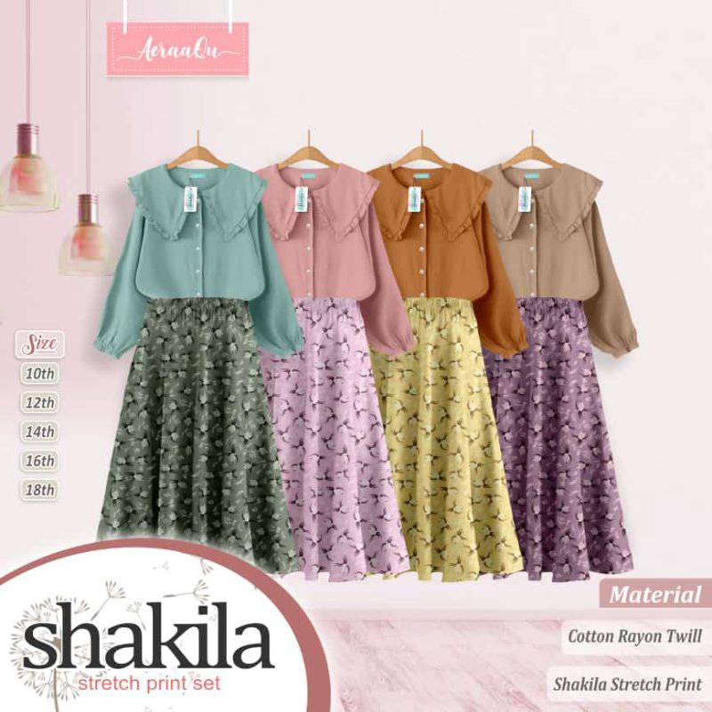 Setelan Anak Perempuan Junior Remaja Set Shakila by Aeraaqu Usia 10-18 tahun