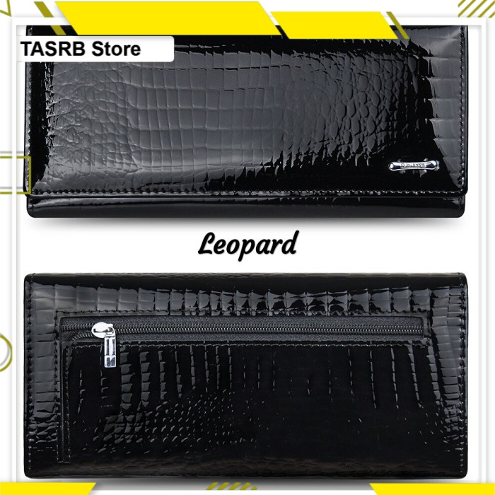 Dompet Panjang Wanita Pria  Kulit - Wallet glossy - Dompet Polos Simple Hitam TASRB