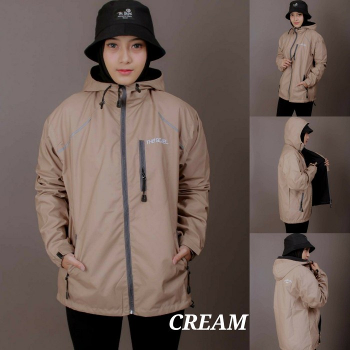 Jaket Wanita Jaket motor harian wanita anti air waterproof polos tebal adem - Cream, all size(P2E4) 
