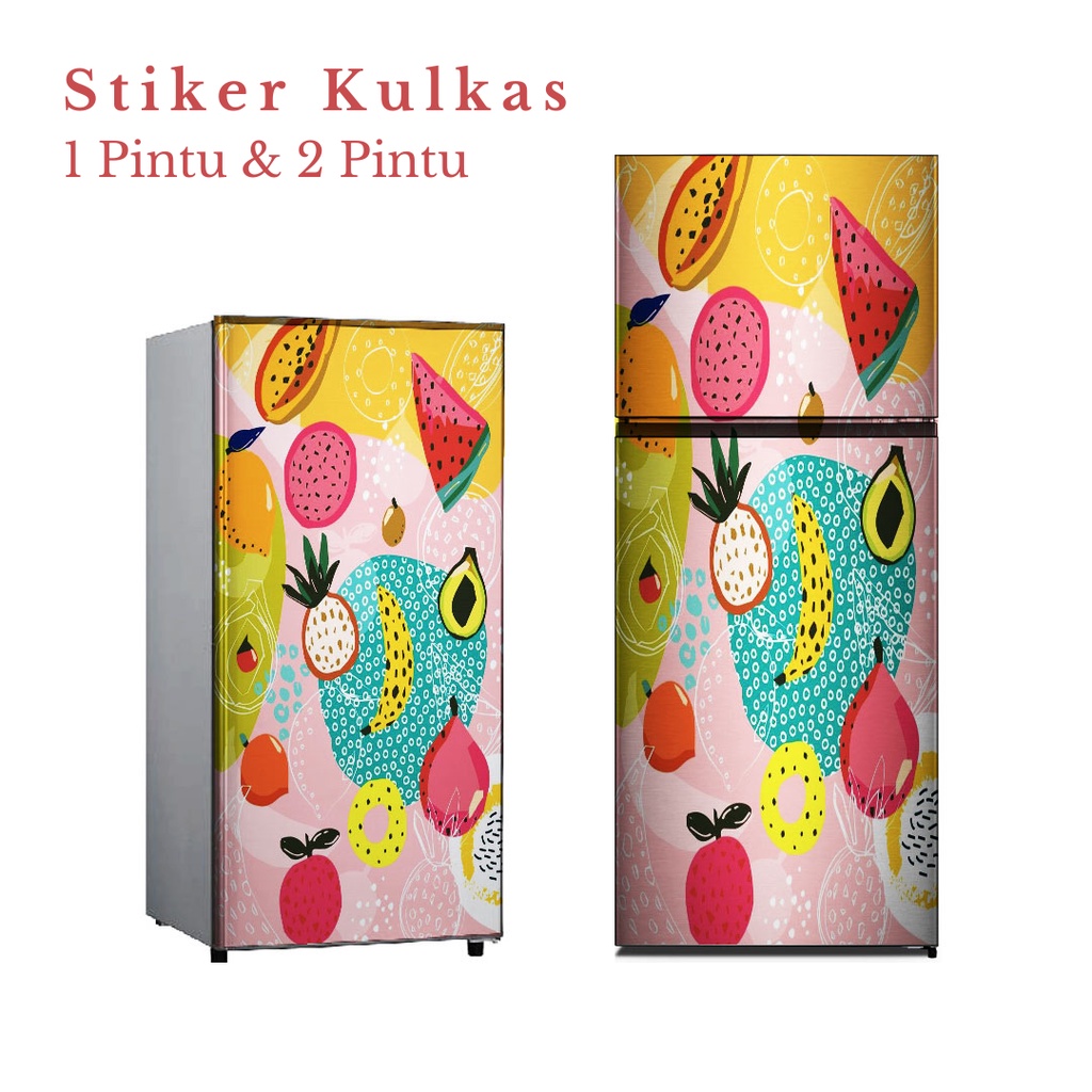 Stiker kulkas 1 pintu dan Stiker Kulkas 2 pintu motif Buah Kode B-H6 - FX