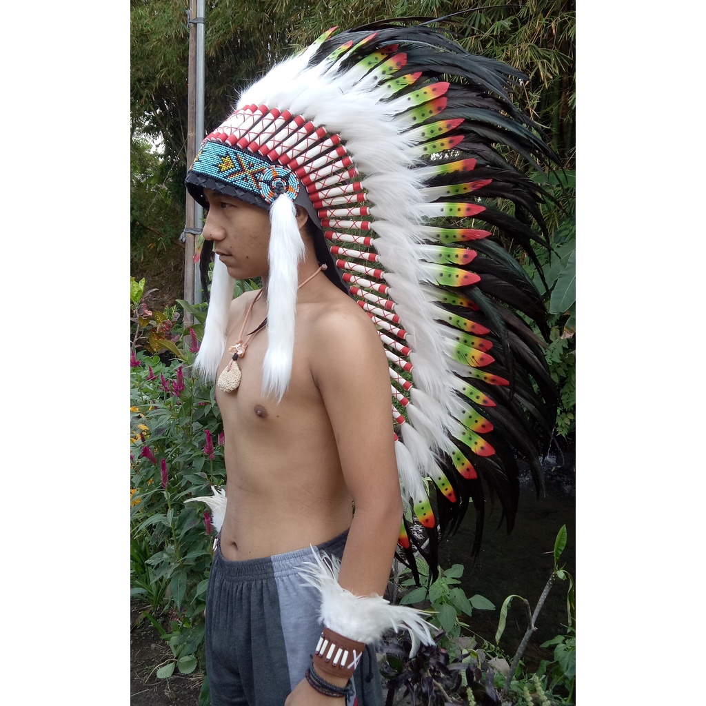 warbonnet/topi indian/topi bulu ayam/topi pesta/carnaval