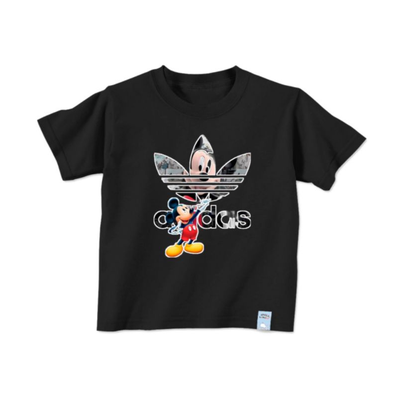 Kaos baju anak ADIDAS X MICKEY MOUSE cartoon umur 1 - 12 tahun hitam/black pria wanita dewasa remaja