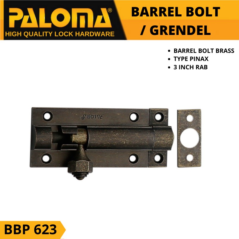 PALOMA BBP 623 BARREL BOLT 3 INCH GRENDEL SLOT PINTU ANTIK RAB