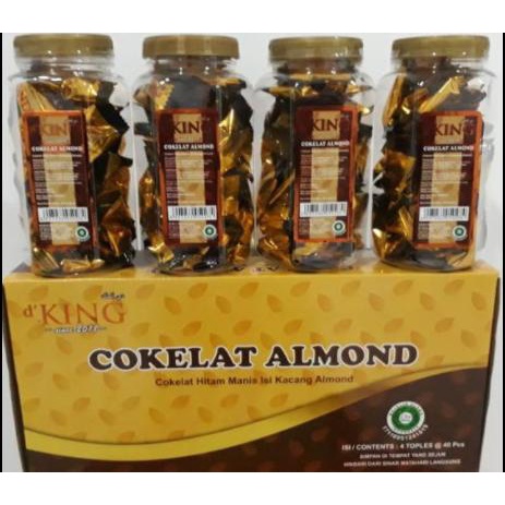

(TERBARU EXP 2025) D'KING Bonibol Cokelat Kacang Almond Toples isi 40pcs @2gr