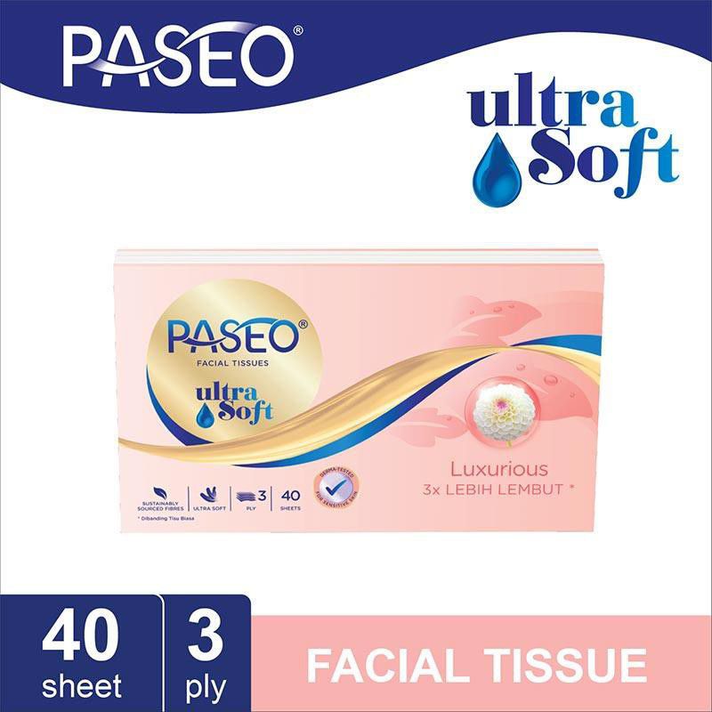 paseo ultra soft 40 tissue wajah travel pack / tissue wajah 3 ply