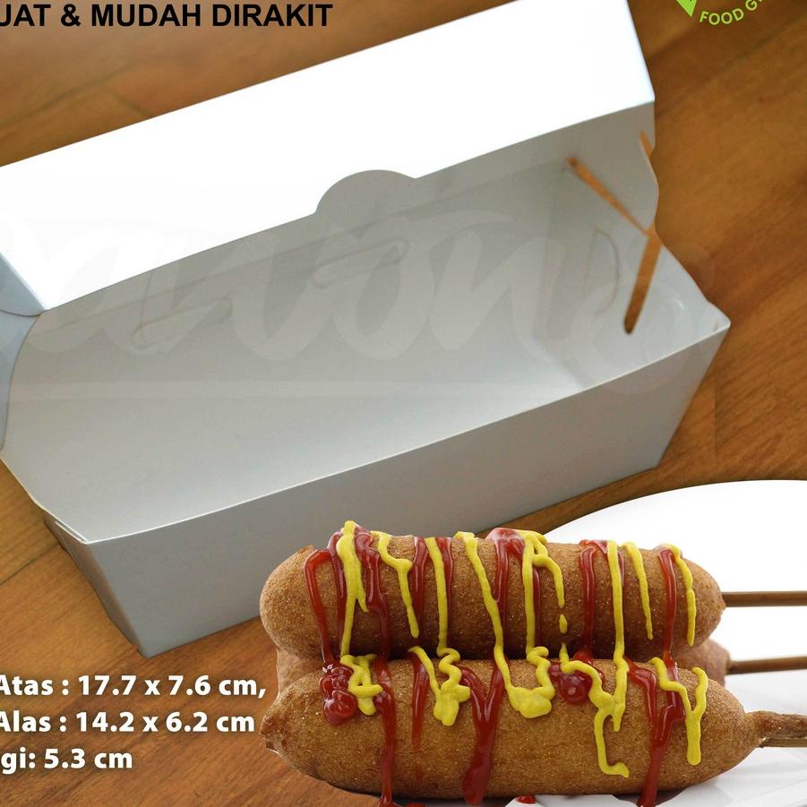 

✦ Kotak Dus Box CORN DOG - CORNDOG | PUTIH - ( 50 Pcs ) ➳