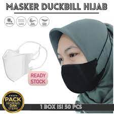 BARU Masker Hijab Duckbill Masker Duckbill BOX ISI 50 Masker Dewasa List 3Ply