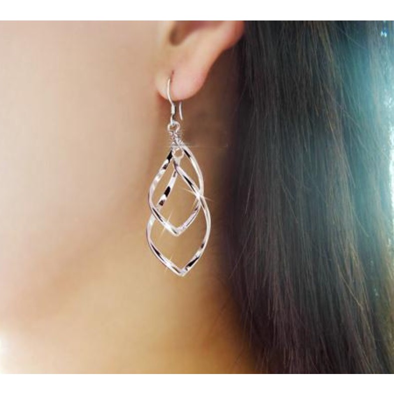 Anting Tusuk E79 DOUBLE LAYER  Korea Fashion Women Titanium Alloy Earring Giwang Wanita