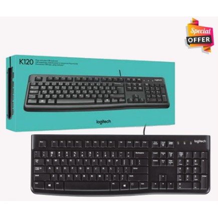 Logitech Keyboard K120 Comfortable Quiet Typing USB