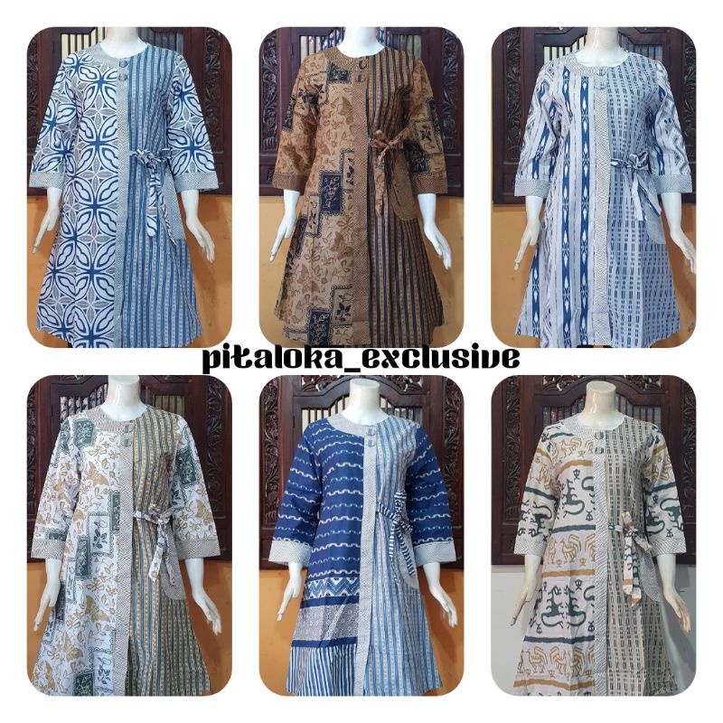 TUNIK SOFTBLUE DARK GREY BIRU tunik H8928Q Ruffle Batik Tunik