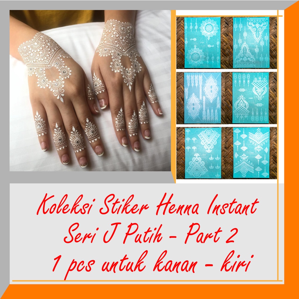 [1pc Untuk Kanan Kiri] Henna tato pengantin instan / Stiker henna / White henna instan / Tato hena /