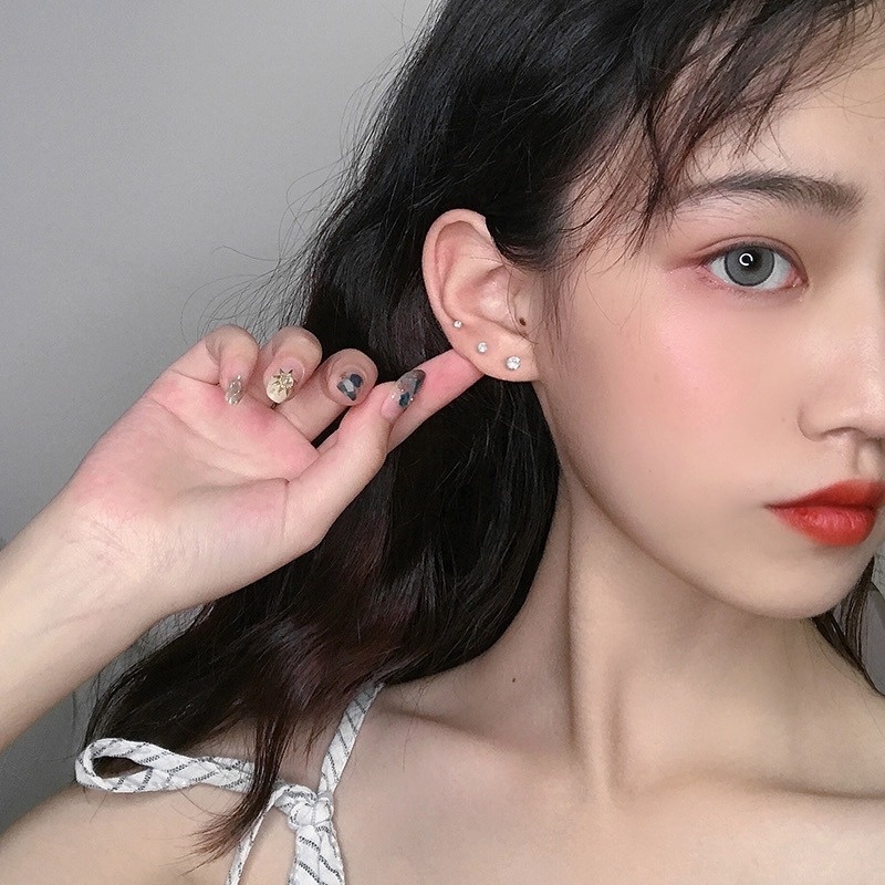 Roselife 1 Pasang Anting Tusuk Sterling Silver 925 Model Mahkota Hias Kristal Kubik Zircon Untuk Wanita