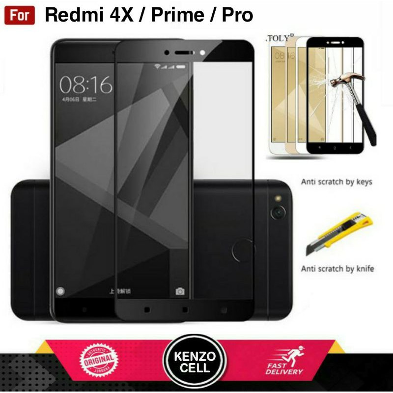 Tempered glass Xiaomi Redmi 4X Full Layar - TG Mi4X Prime Pro 5D  Anti Gores Kaca Full Lem