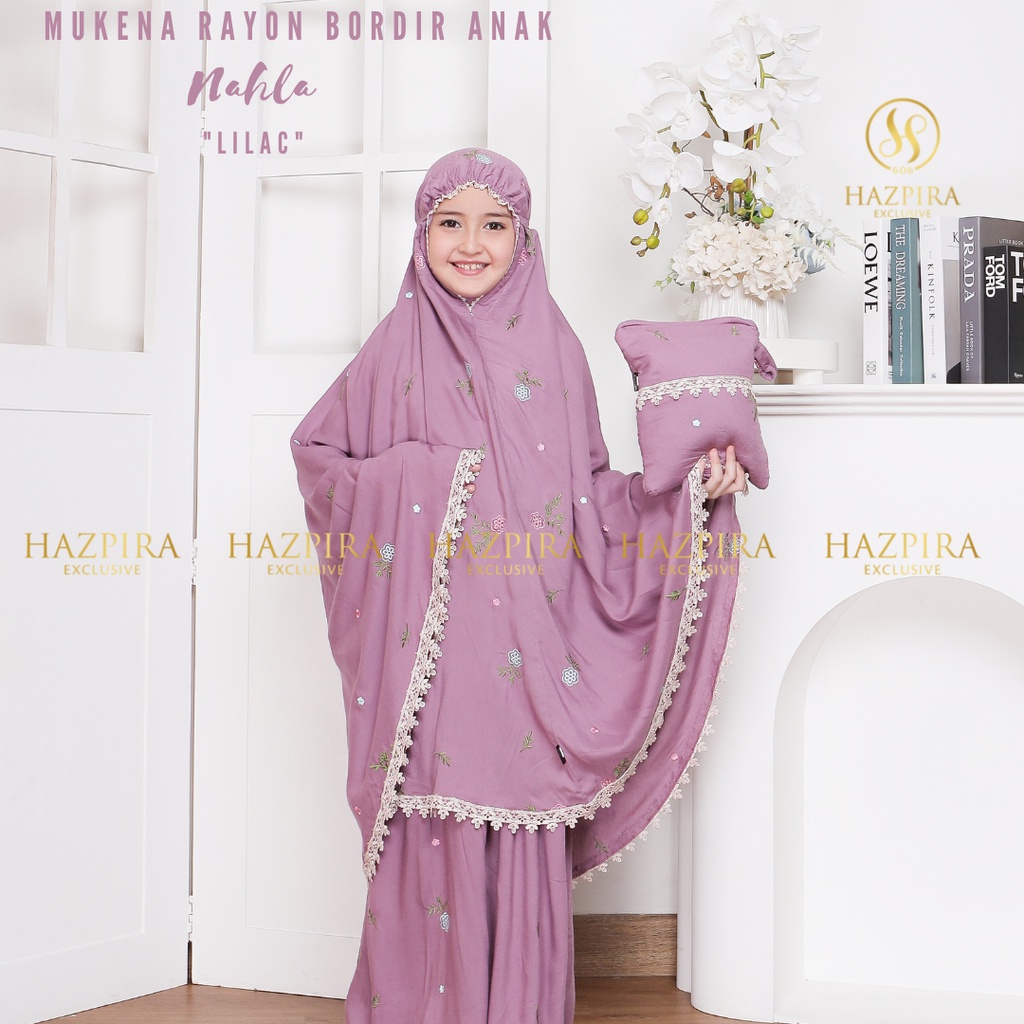 MUKENA ANAK PEREMPUAN BORDIR NAHLA SD TANGGUNG 5 - 15 TAHUN RAYON PREMIUM