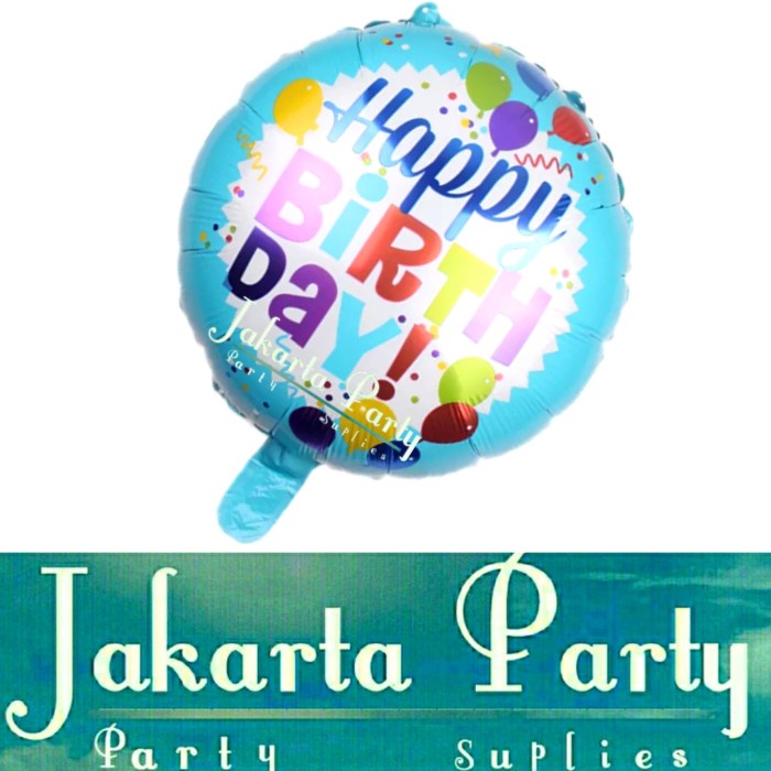 Balon Bulat HBD #8 / Balon Foil Happy Birthday / Balon Motif HBD