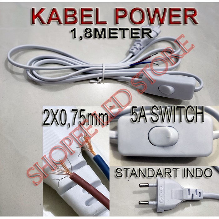 PROMO..... !!! KABEL AC 220V DENGAN SWITCH ON OFF PANJANG 1,8 meter