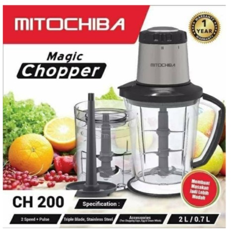 Mitochiba Blender Food Chopper Daging dan Bumbu 3 Pisau CH 200 Steel